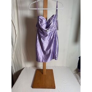 Lavender Rhinestone Cut Out Satin Mini Dress Purple Homecoming Party Size 2